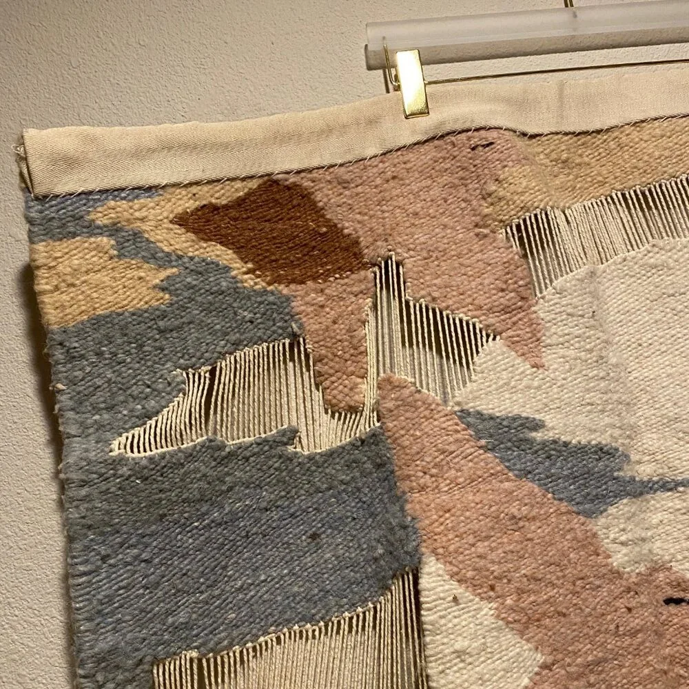 Vintage Wool Woven Bird‎ & Sun Tapestry Wall Art - 51x36 Handwoven